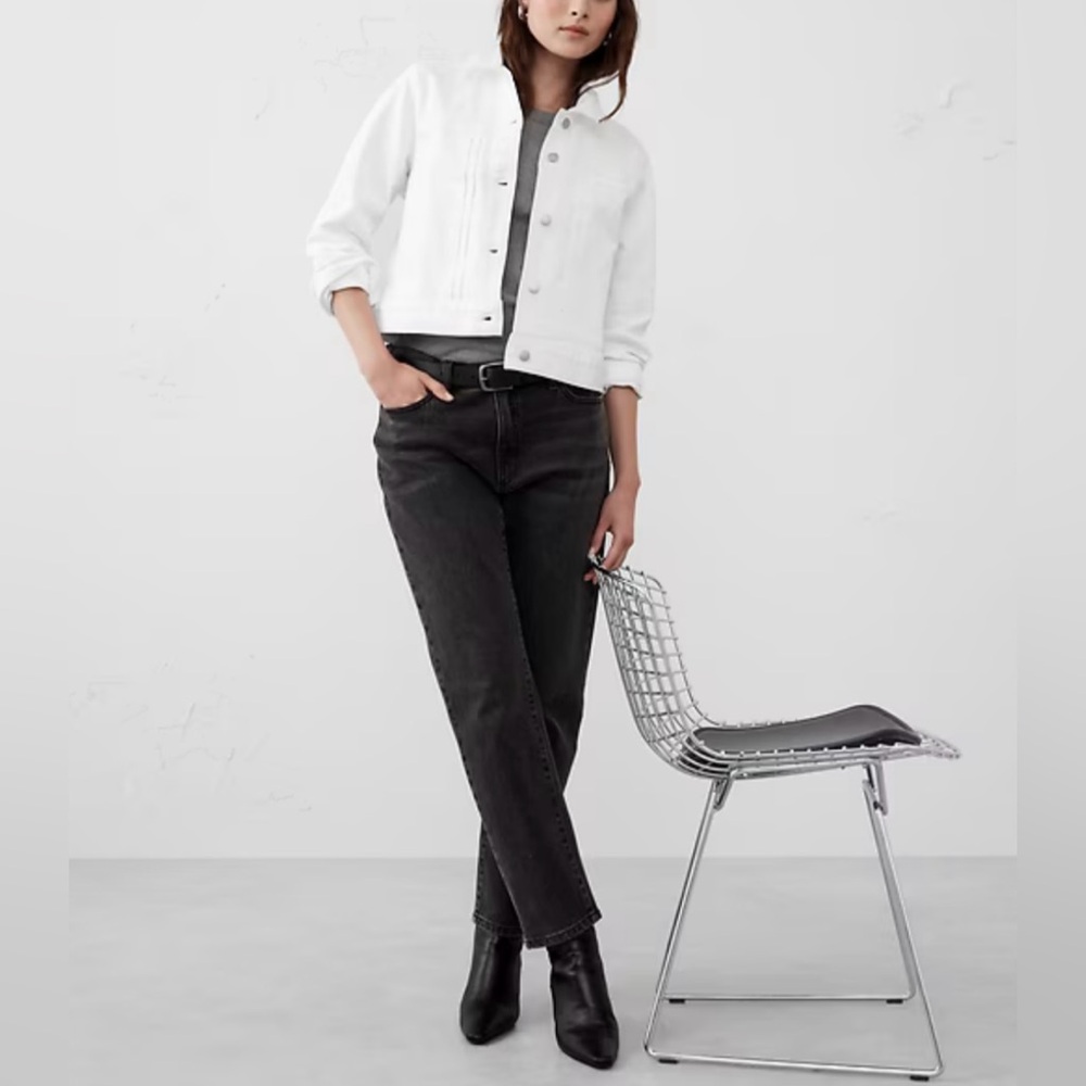 NWT Banana Republic Factory White Denim Cropped Trucker Jacket in Women's Small